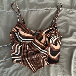 BROWN SHIEN CROP TOP SIZE//SM